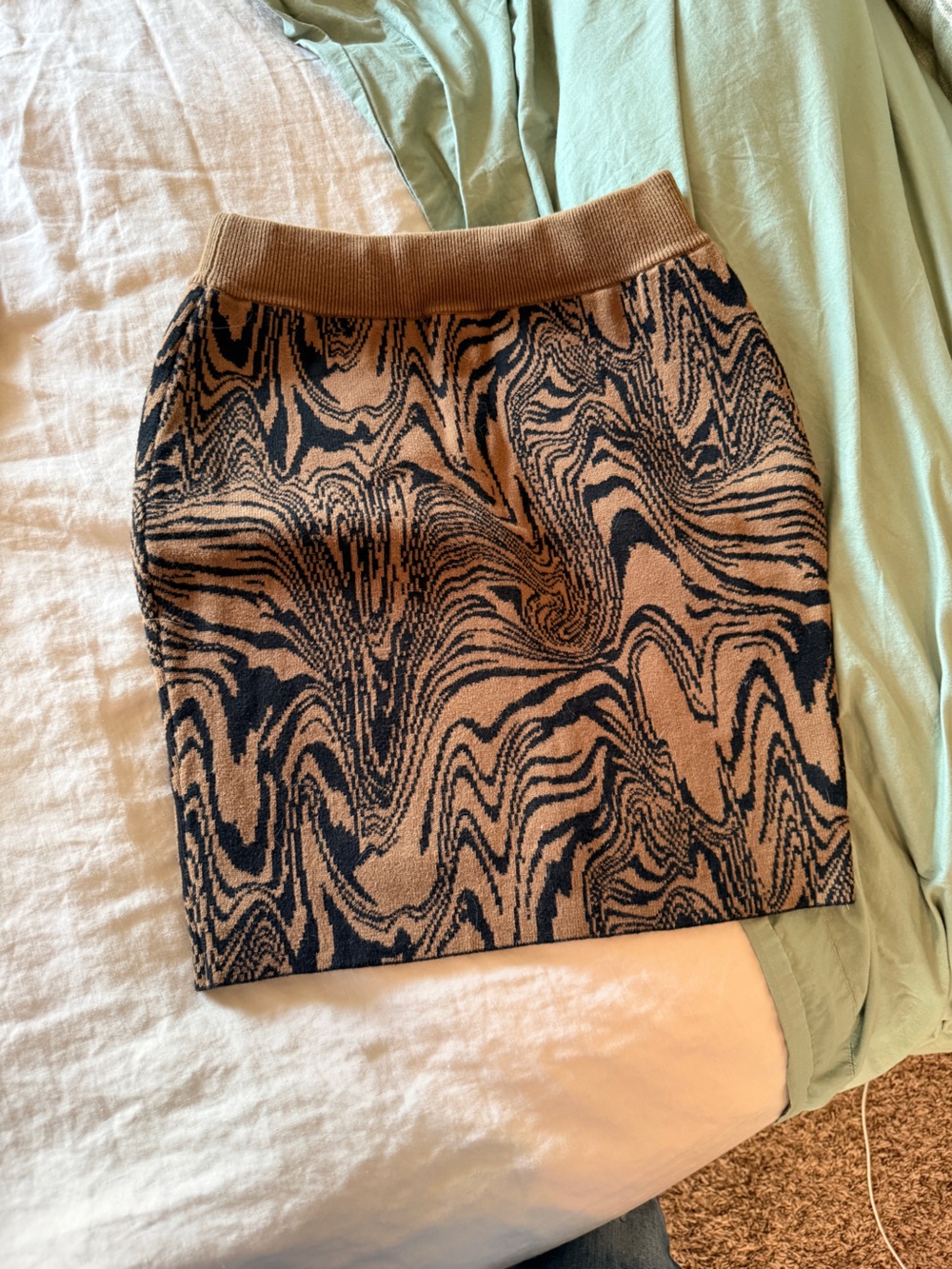 Good America Brown & Black Patterned Knit Skirt only. Size 1/2